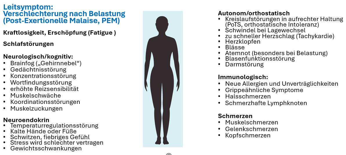 Leitsymptome und weitere Symptome bei ME/CFS